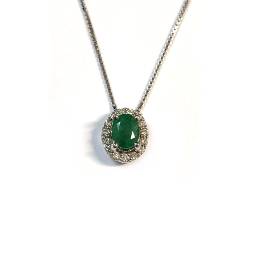 Pendente con Smeraldo CT 0.33 e Diamanti CT 0.08
