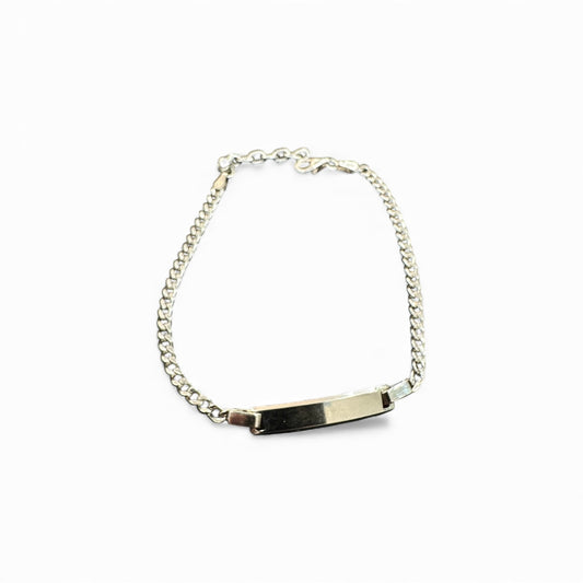 Bracciale catena con piastrina in argento 925