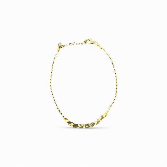 Bracciale in argento 925 dorato con elementi geometrici martellati