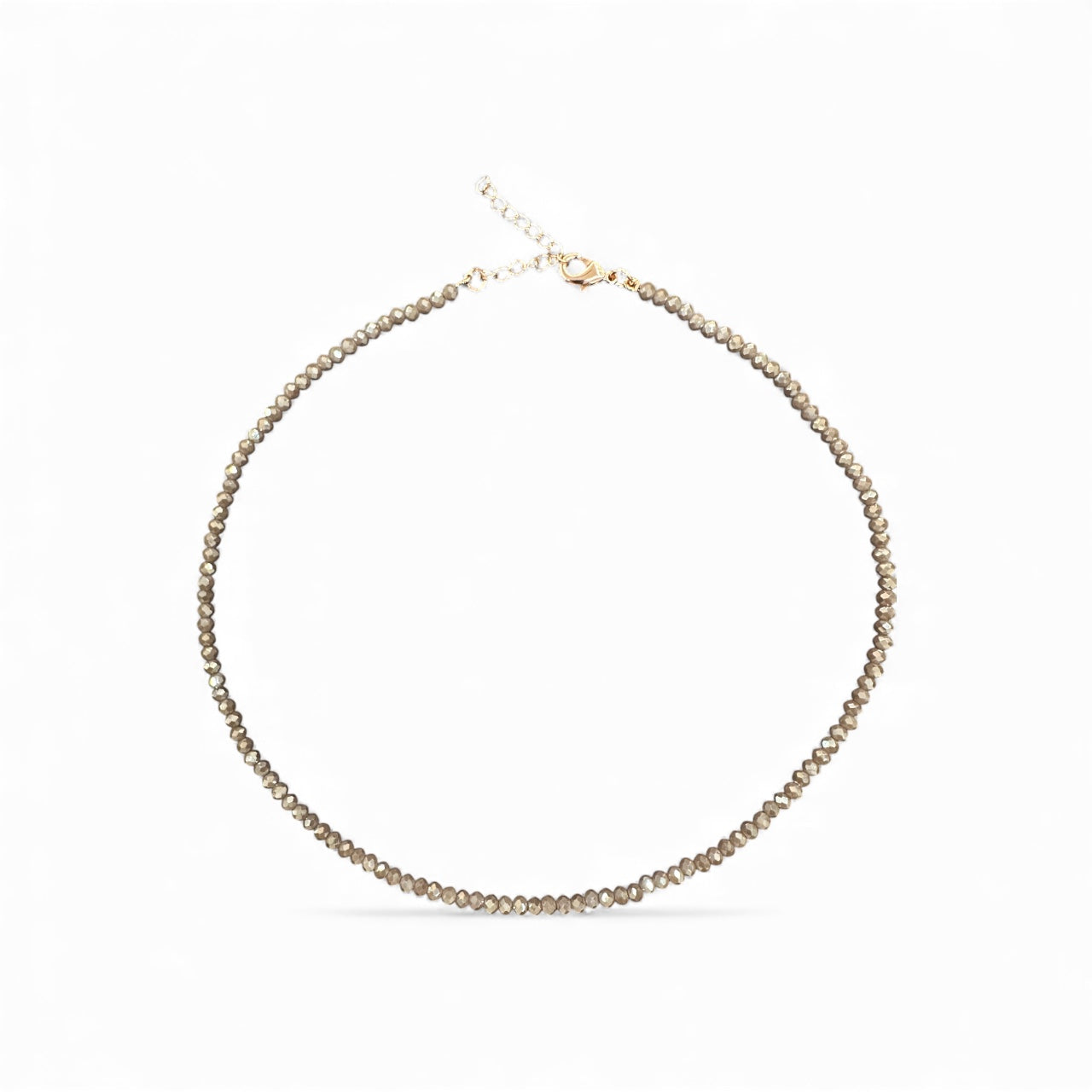 Collana girocollo con cristalli sfaccettati color champagne – chiusura in argento 925 dorato