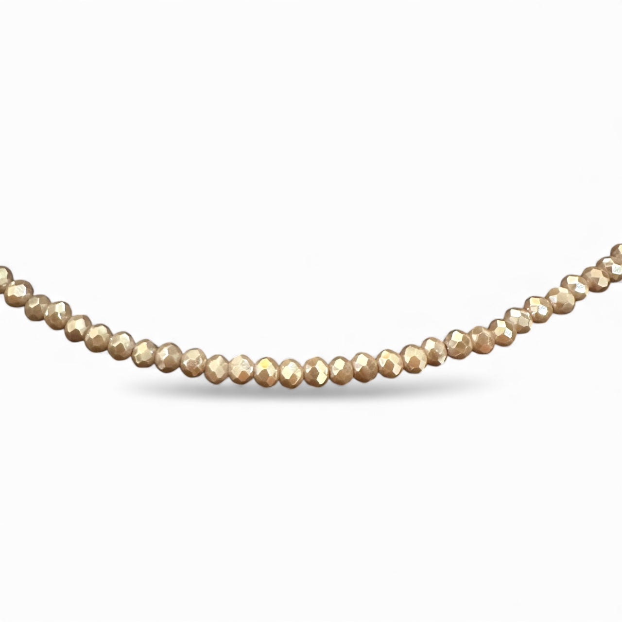 Collana girocollo con cristalli sfaccettati color champagne – chiusura in argento 925 dorato