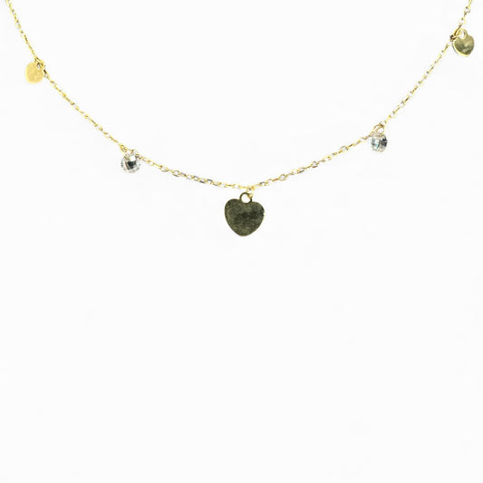 Collana in argento 925 dorato con cuoricini e zirconi pendenti