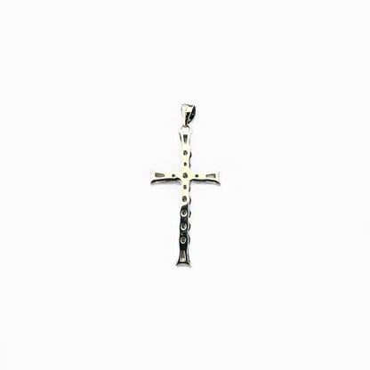 Ciondolo Croce in argento 925 con zirconi bianchi taglio baguette e brillante