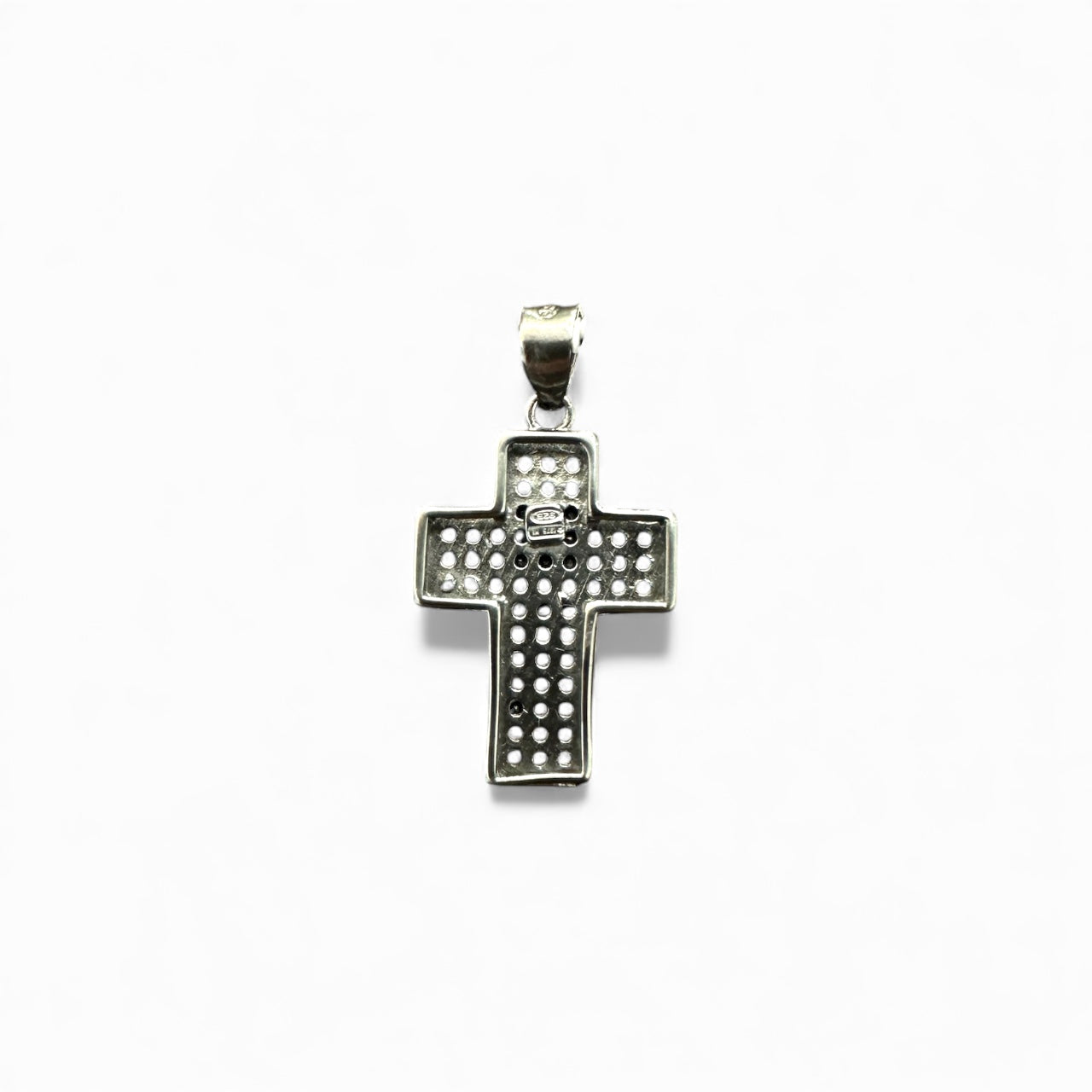 Ciondolo Croce in argento 925 con zirconi neri