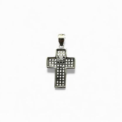 Ciondolo Croce in argento 925 con zirconi neri