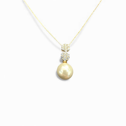 Collana in argento 925 dorato con perla pendente e zirconi
