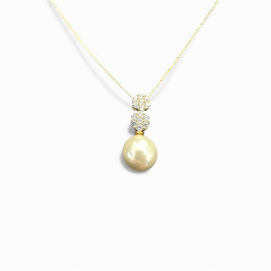 Collana in argento 925 dorato con perla pendente e zirconi