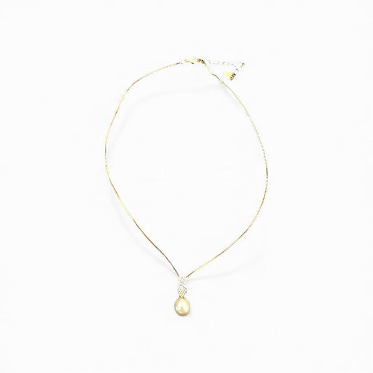 Collana in argento 925 dorato con perla pendente e zirconi