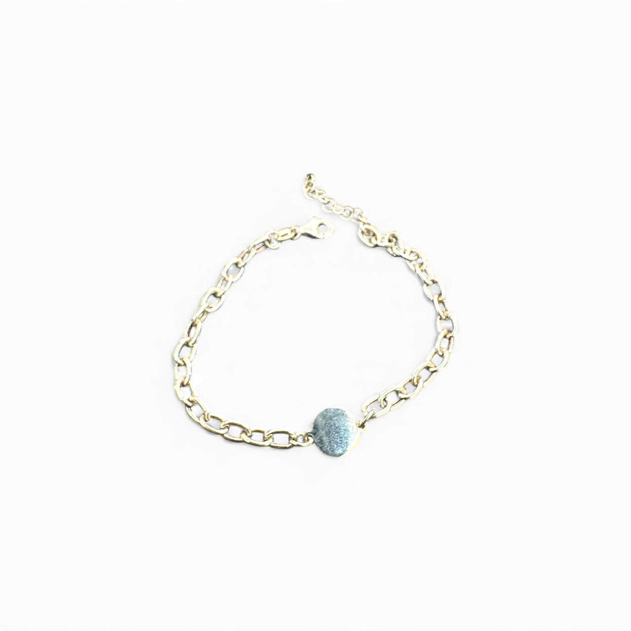 Bracciale a maglia larga in argento 925 dorato con elemento tondo satinato