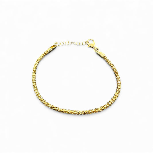 Bracciale in argento 925 dorato a maglia sottile intrecciata