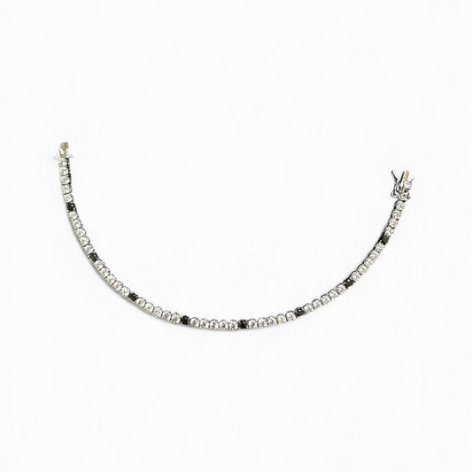 Bracciale Tennis bianco e nero ogni 5 – Disponibile in 2mm o 3mm