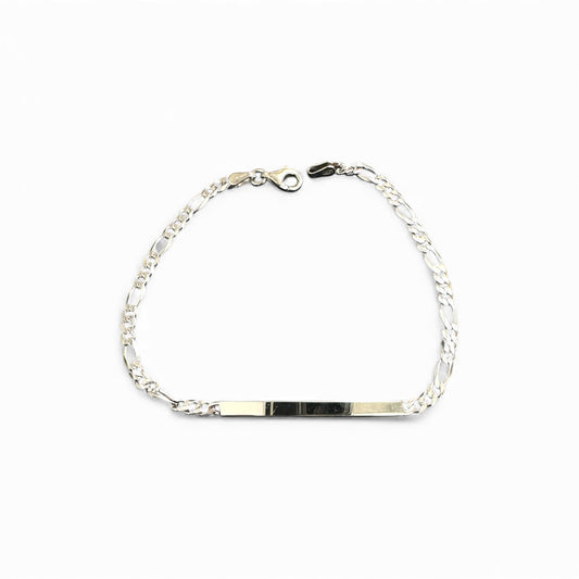 Bracciale Figaro in Argento 925 con Piastrina da Incidere