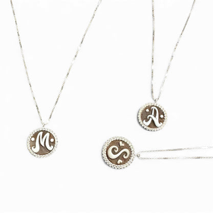 Collana con Cameo in Argento 925 e Iniziale – Zirconi – Vari Modelli
