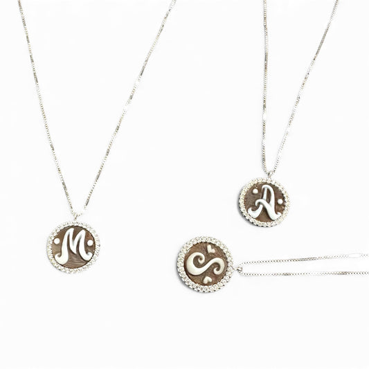 Collana con Cameo in Argento 925 e Iniziale – Zirconi – Vari Modelli