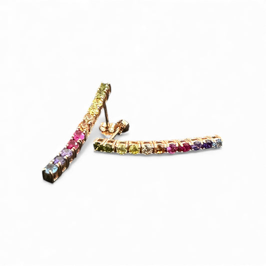 Orecchini in Argento 925 Placcato Oro Rosa con Zirconi Multicolor