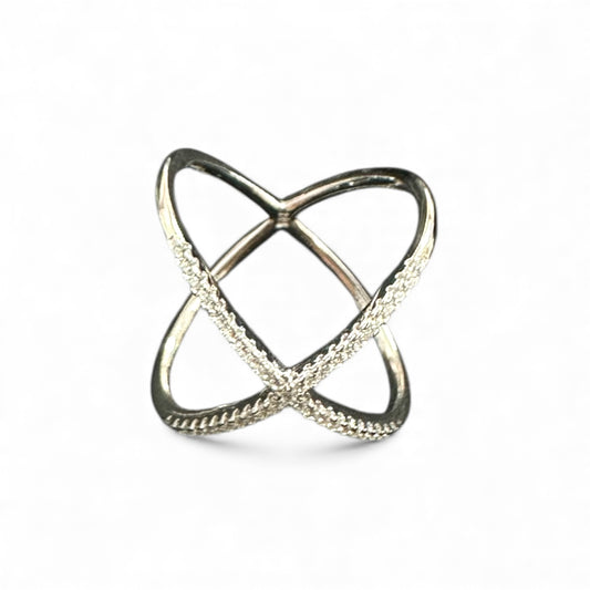 Anello Incrociato in Argento 925 – Design X Elegante e Luminoso