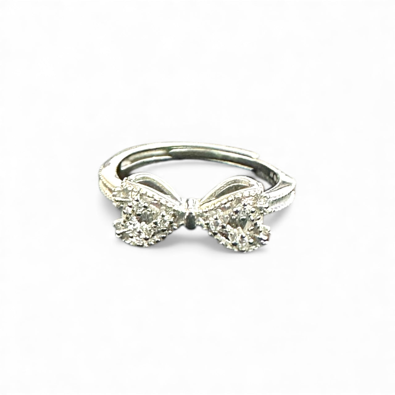 Anello Fiocco Regolabile in Argento 925 con Zirconi