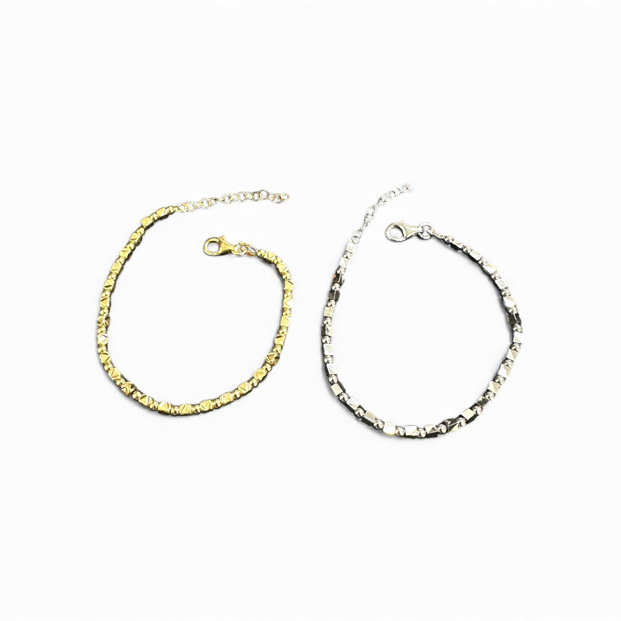 Bracciale a Maglia Irregolare Brillante – Argento o Dorato