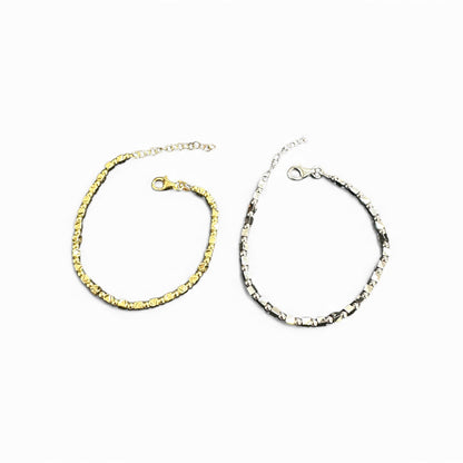 Bracciale a Maglia Irregolare Brillante – Argento o Dorato