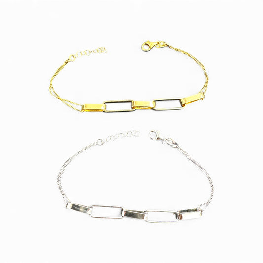 Bracciale con Maglie Rettangolari Minimal