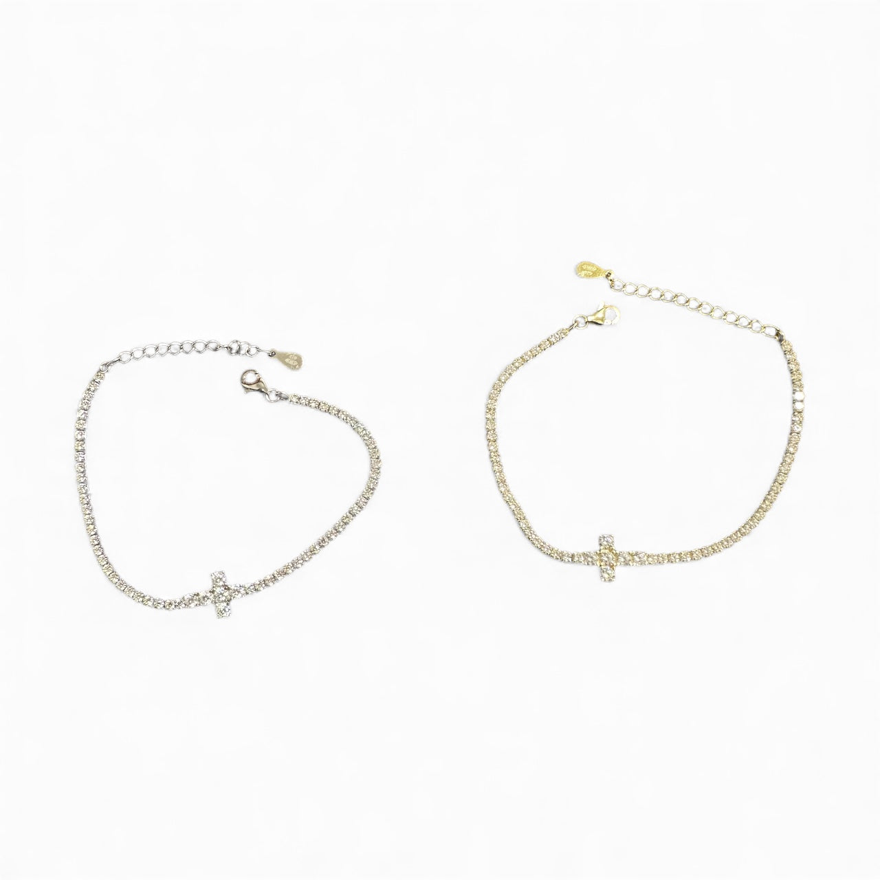 Bracciale Tennis con Croce Centrale -Disponibile in Argento e Dorato