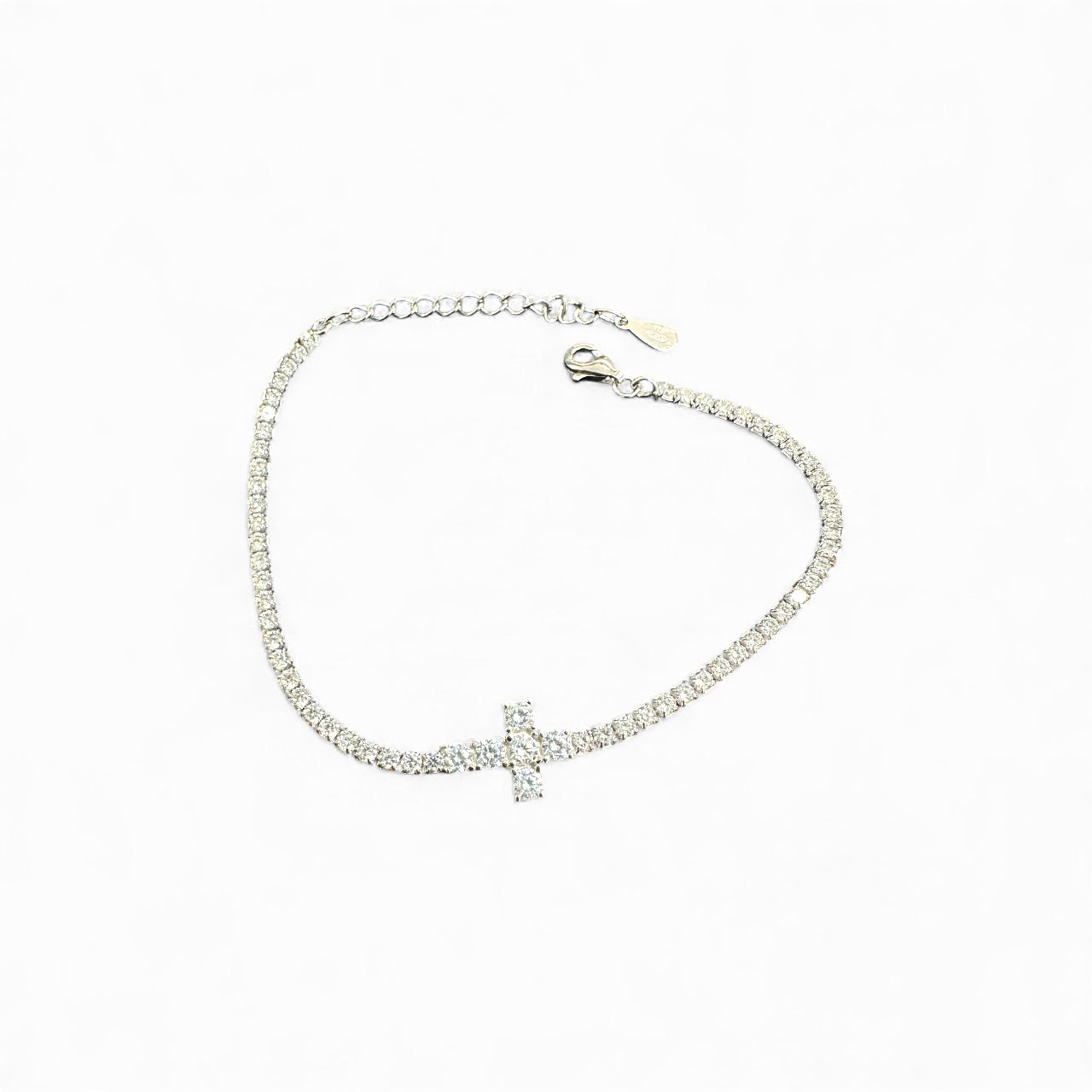 Bracciale Tennis con Croce Centrale -Disponibile in Argento e Dorato