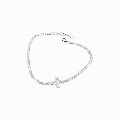 Bracciale Tennis con Croce Centrale -Disponibile in Argento e Dorato