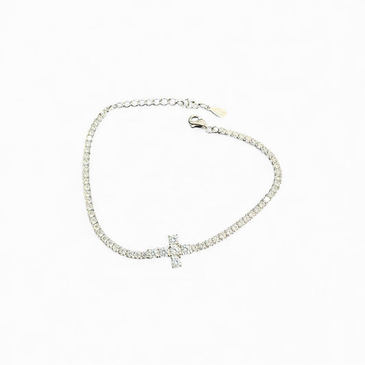 Bracciale Tennis con Croce Centrale -Disponibile in Argento e Dorato