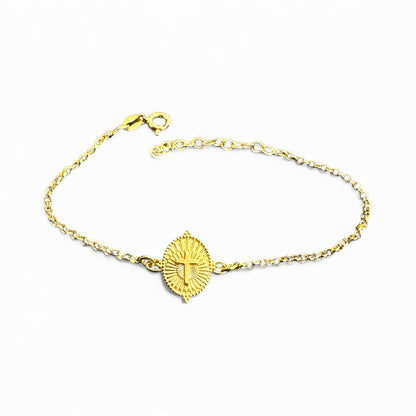 Bracciale Medaglia Sacra con Croce – Disponibile in Dorata e Argento