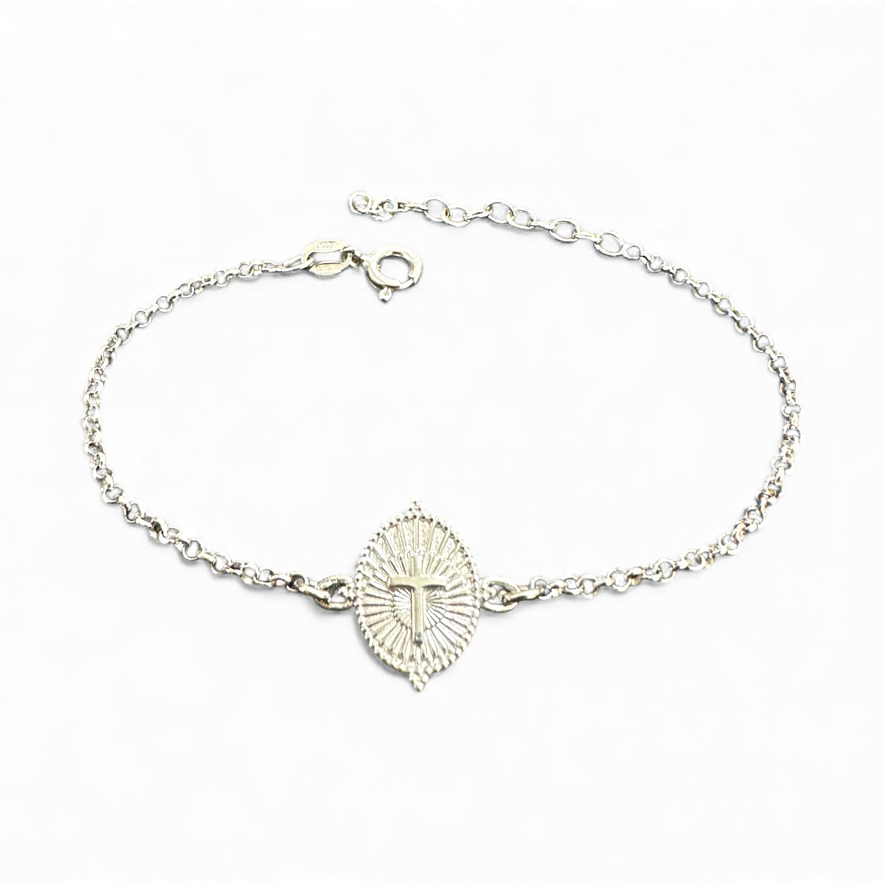 Bracciale Medaglia Sacra con Croce – Disponibile in Dorata e Argento