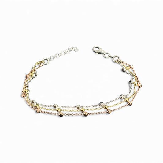 Bracciale a Tre Fili Multicolor con Sfere Brillanti