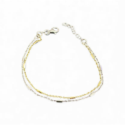 Bracciale doppia catena bicolore in acciaio