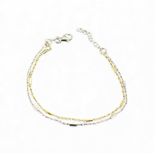 Bracciale doppia catena bicolore in acciaio