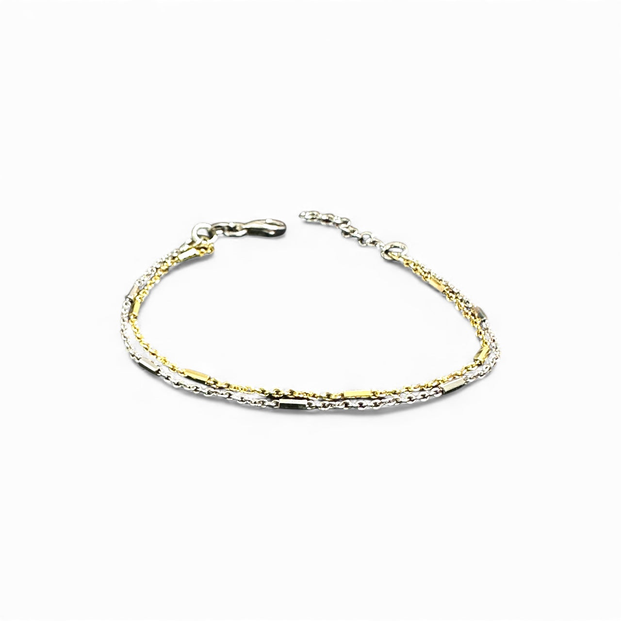 Bracciale doppia catena bicolore in acciaio