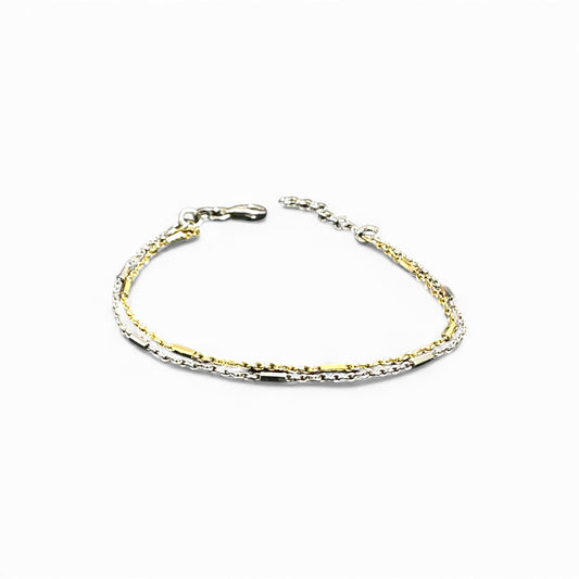 Bracciale doppia catena bicolore in acciaio