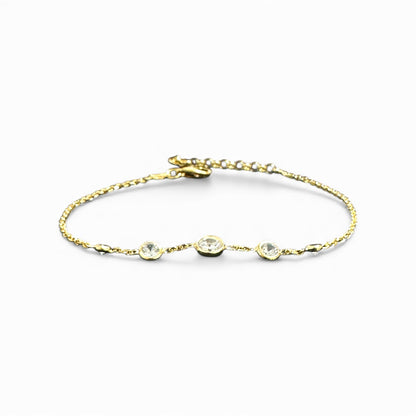 Bracciale in Argento 925 Dorato con Cinque Zirconi Bianchi