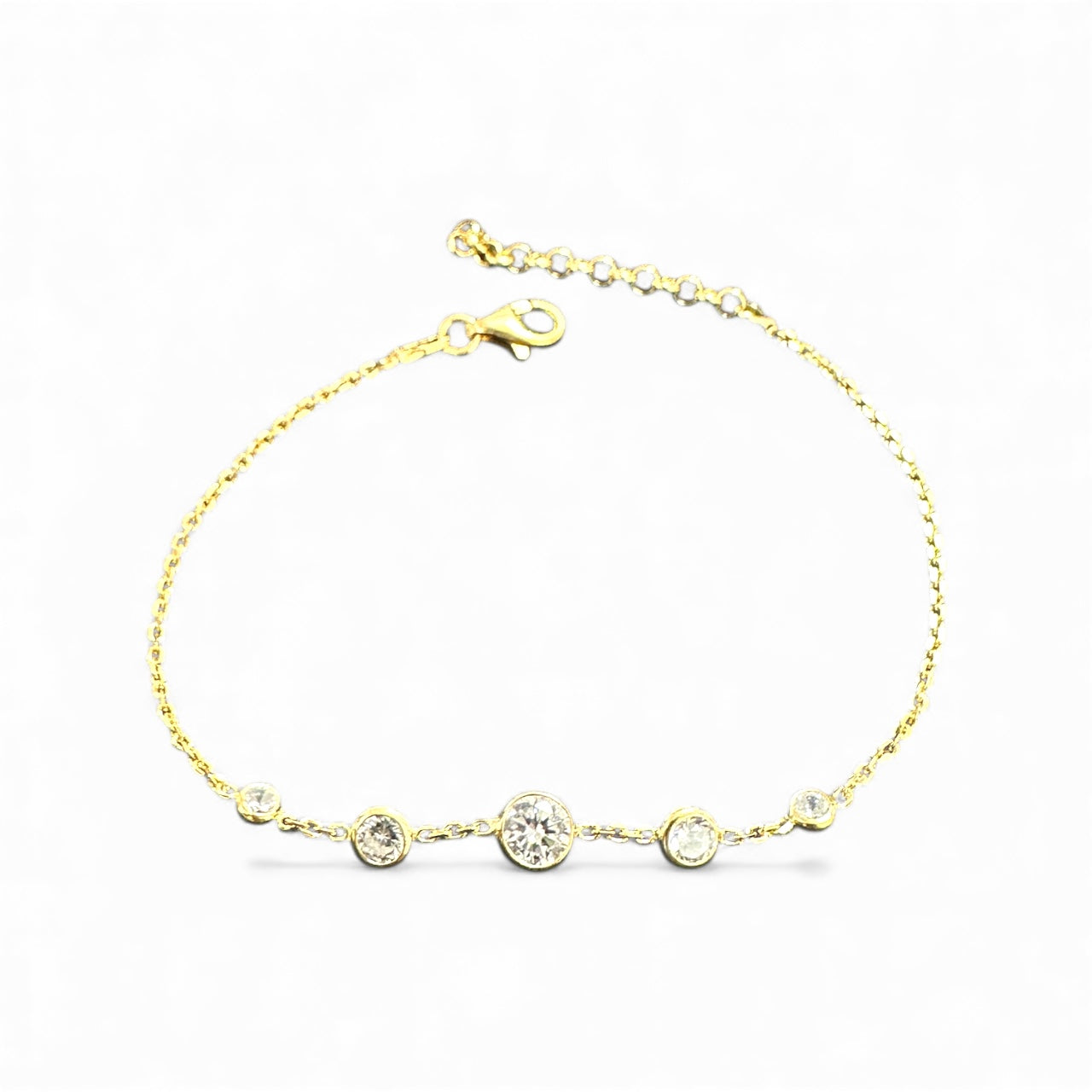 Bracciale in Argento 925 Dorato con Cinque Zirconi Bianchi