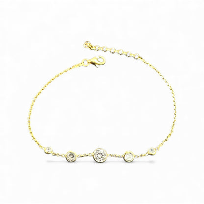 Bracciale in Argento 925 Dorato con Cinque Zirconi Bianchi