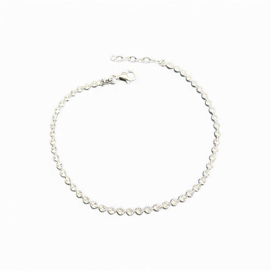 Bracciale in Argento 925 Rodiato con Maglie Puntinate Brillanti