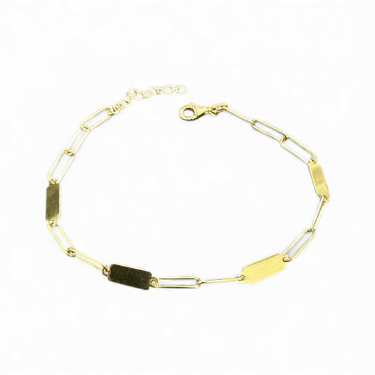 Bracciale in Argento 925 Dorato con Maglie Rettangolari