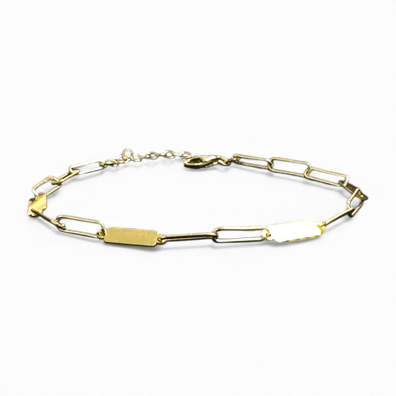 Bracciale in Argento 925 Dorato con Maglie Rettangolari