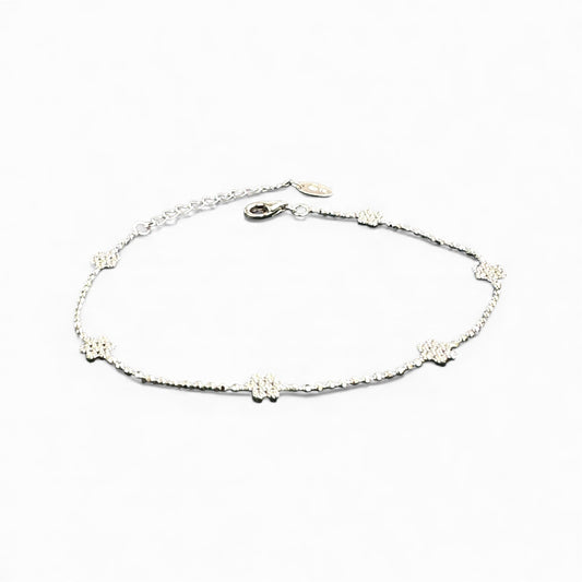 Bracciale in Argento 925 Rodiato con Fiorellini Zirconati