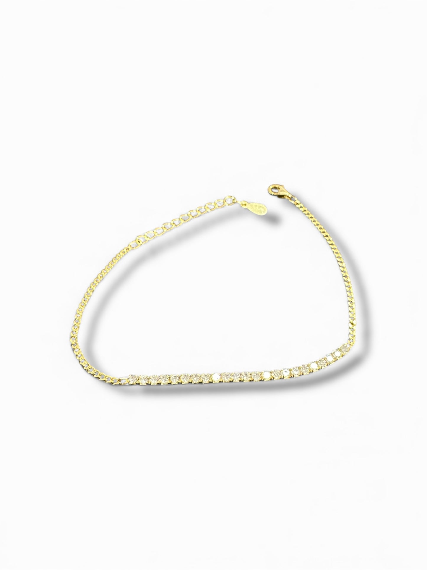 Bracciale Tennis in Argento 925 Dorato con Zirconi Bianchi