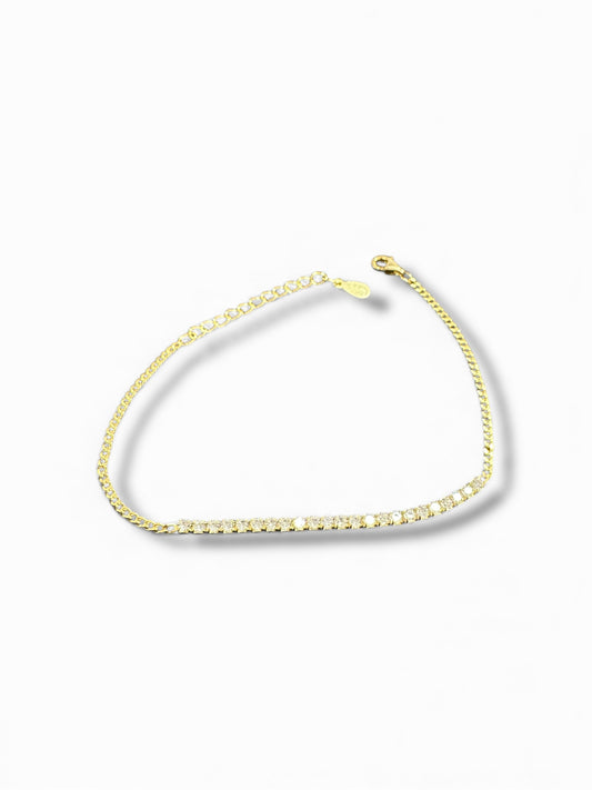 Bracciale Tennis in Argento 925 Dorato con Zirconi Bianchi