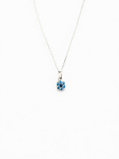 Collana in Argento 925 con Pendente Fiore di Zirconi – Lilla/Azzurro