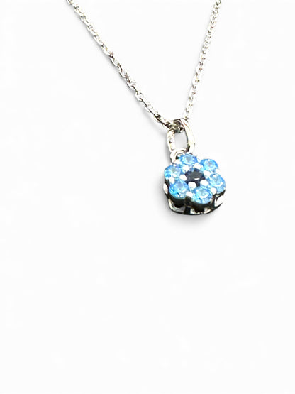 Collana in Argento 925 con Pendente Fiore di Zirconi – Lilla/Azzurro