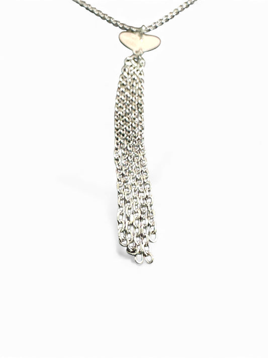 Collana in Argento 925 con Ciondolo Cuore e Frangia