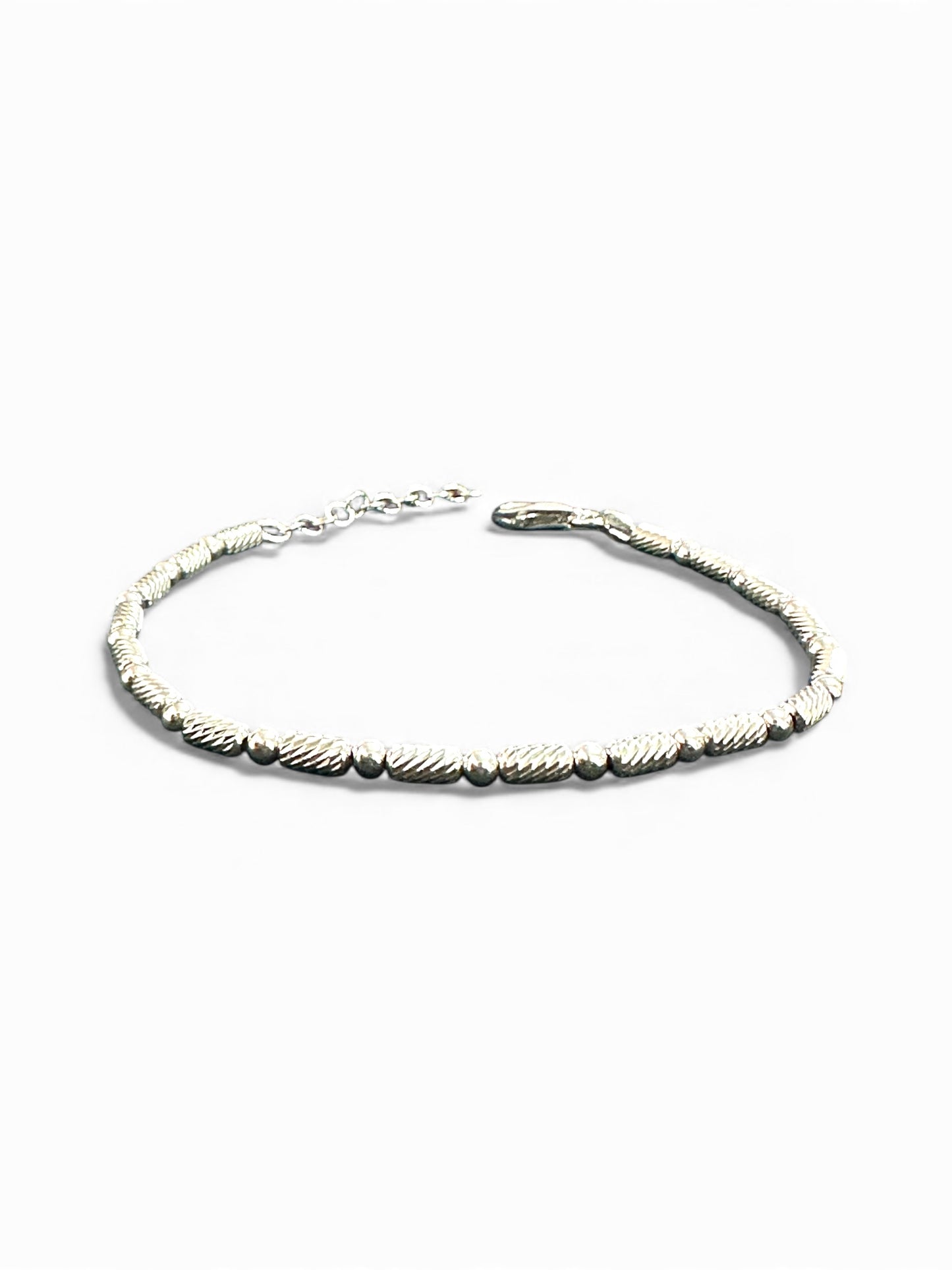 Bracciale in Argento 925 con Cilindretti Rigati e Sferette