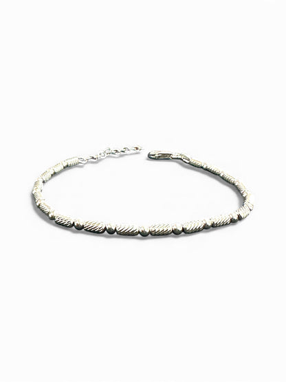 Bracciale in Argento 925 con Cilindretti Rigati e Sferette