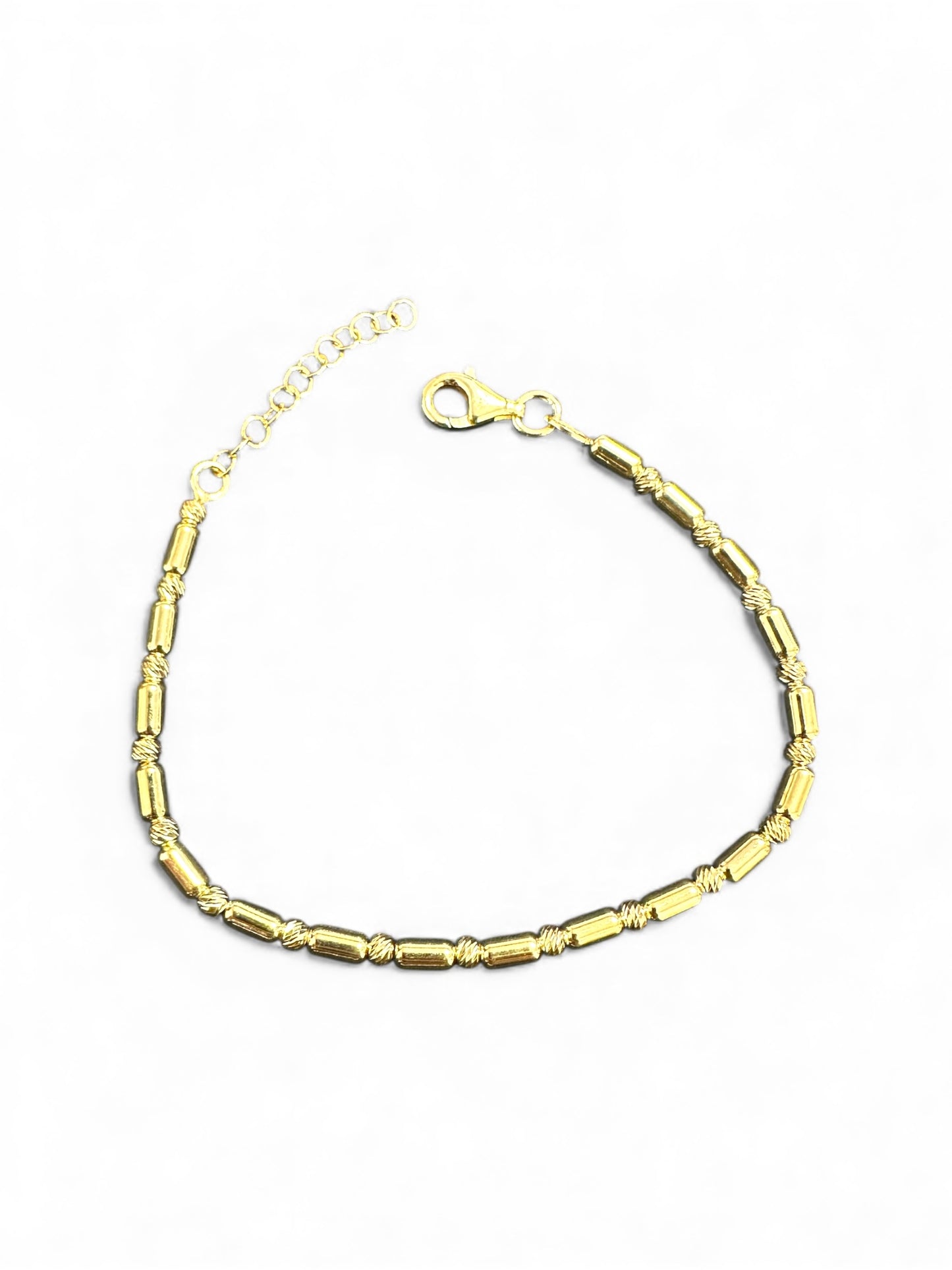 Bracciale in Argento 925 Dorato con Cilindretti Lavorati – Eleganza Sottile
